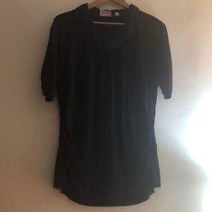 Black mockneck ruched tee